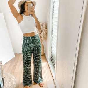 Blue Life Green Floral Trousers size L